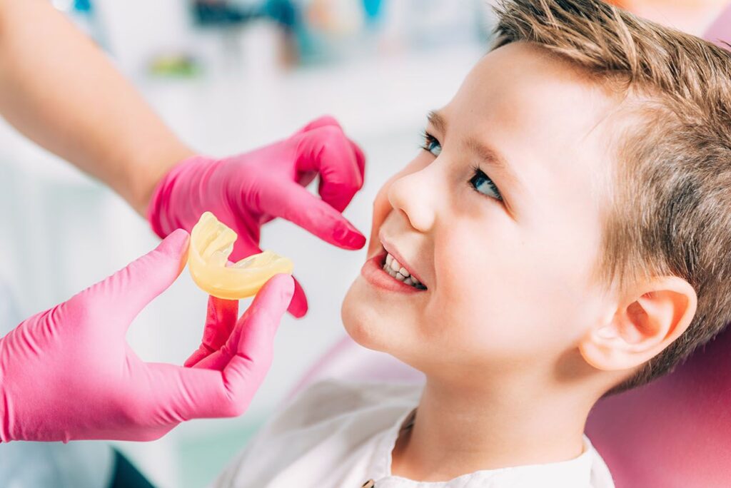 Child getting a mouth piece